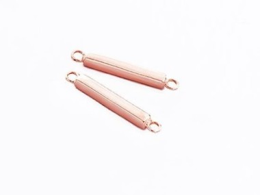 2 of 925 Sterling Silver Rose Gold Vermeil Style Rectangle Stick Links, Connectors 2x12mm. Polish Finished