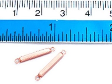 925 Sterling Silver Rose Gold Vermeil Style Rectangle Stick Links, Connectors 2x12mm.