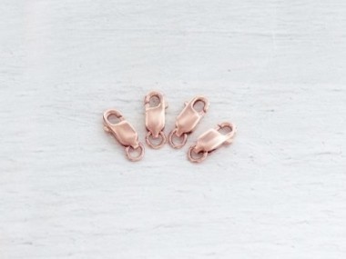 925 Sterling Silver Rose Gold Vermeil Style Lobster Clasps 10 mm.