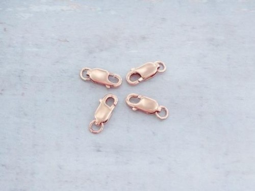 4 of 925 Sterling Silver Rose Gold Vermeil Style Lobster Clasps 10 mm.