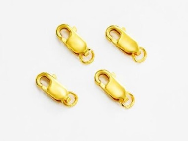 4 of 925 Sterling Silver Gold Vermeil Style Lobster Clasps 10 mm.