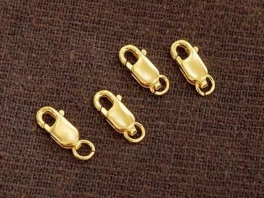 925 Sterling Silver Gold Vermeil Style Lobster Clasps 10 mm.