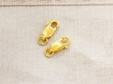 925 Sterling Silver Gold Vermeil Style Lobster Clasps 10 mm.