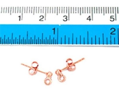 Rose Gold Vermeil Style Post Stud Earrings 2.5mm Ball with Opened Loop.