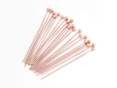 Sterling Silver Rose Gold Vermeil Style Head Pins 30x0.5 mm.