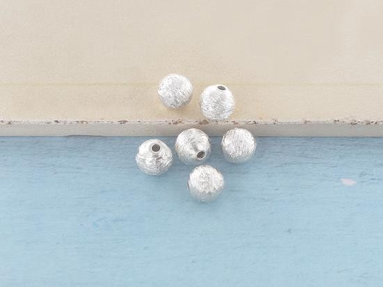 6 of Karen Hill Tribe Silver Brushed Round Beads 7 mm.