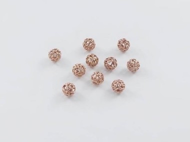 Sterling Silver Rose Gold Vermeil Style Filigree Round Beads 5mm.