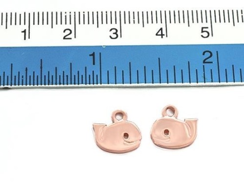 2 of 925 Sterling Silver Rose Gold Vermeil Style Fish Charms 8x11mm