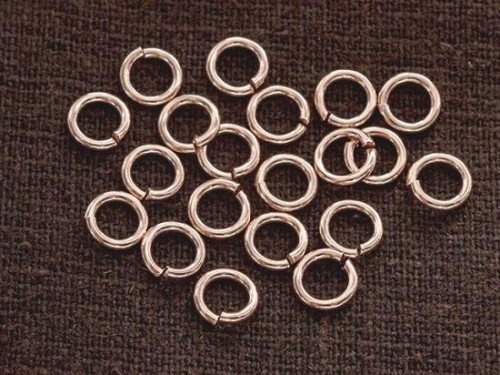 20 of 925 Sterling Silver Rose Gold Vermeil Style Opened Jump Rings 6x1 mm.