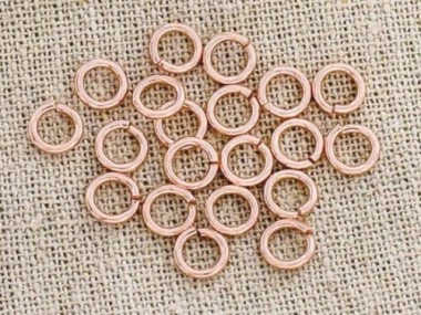 925 Sterling Silver Rose Gold Vermeil Style Opened Jump Rings 6x1 mm.