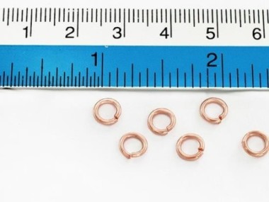 925 Sterling Silver Rose Gold Vermeil Style Opened Jump Rings 6x1 mm.