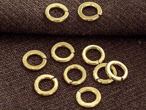 10 of 925 Karen Hill Tribe Silver Vermeil Style Circle Jump Rings 6.5mm.