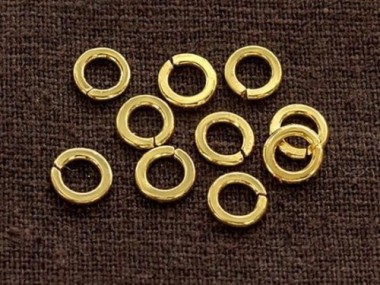 925 Karen Hill Tribe Silver Vermeil Style Circle Jump Rings 6.5mm.