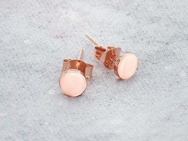 925 Sterling Silver Rose Gold Vermeil Style Tiny Circle Disc Stud Earrings 5mm.,