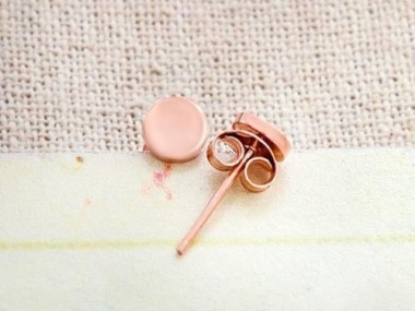 925 Sterling Silver Rose Gold Vermeil Style Tiny Circle Disc Stud Earrings 5mm.,