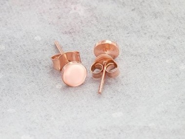 925 Sterling Silver Rose Gold Vermeil Style Tiny Circle Disc Stud Earrings 5mm.,