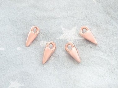 925 Sterling Silver Rose Gold Vermeil Style Spike Charms 2.7x5 mm.