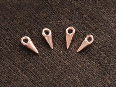 925 Sterling Silver Rose Gold Vermeil Style Spike Charms 2.7x5 mm.