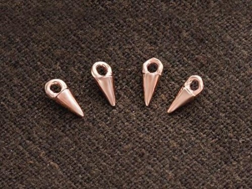 4 of 925 Sterling Silver Rose Gold Vermeil Style Spike Charms 2.7x5 mm.