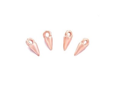 925 Sterling Silver Rose Gold Vermeil Style Spike Charms 2.7x5 mm.