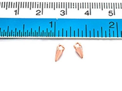 4 of 925 Sterling Silver Rose Gold Vermeil Style Spike Charms 2.7x5 mm.