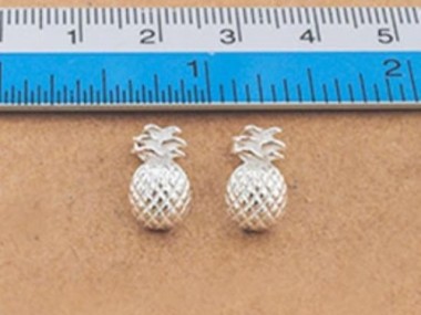 925 Sterling Silver Pineapple Stud Earrings 7x12 mm.