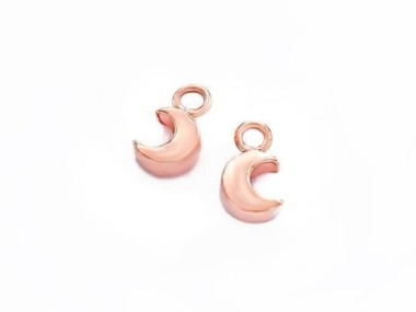 925 Sterling Silver Rose Gold Vermeil Style Crescent Moon Charms 5x6 mm.