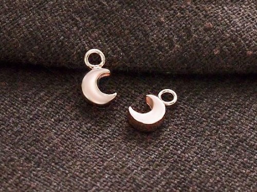 2 of 925 Sterling Silver Rose Gold Vermeil Style Crescent Moon Charms 5x6 mm.