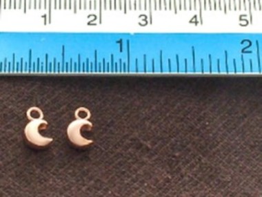 925 Sterling Silver Rose Gold Vermeil Style Crescent Moon Charms 5x6 mm.