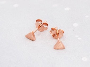 925 Sterling Silver Rose Gold Vermeil Style Tiny Triangle Stud Earrings 4mm.