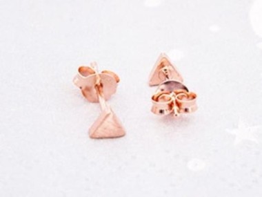 925 Sterling Silver Rose Gold Vermeil Style Tiny Triangle Stud Earrings 4mm.