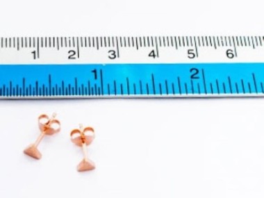 925 Sterling Silver Rose Gold Vermeil Style Tiny Triangle Stud Earrings 4mm.