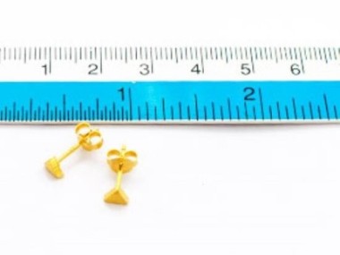 925 Sterling Silver 24K Gold Vermeil Style Tiny Triangle Stud Earrings 4mm.