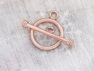 925 Sterling Silver Rose Gold Vermeil Style Toggle 14 mm.