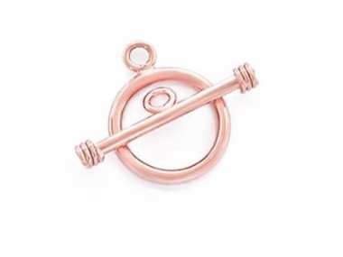 925 Sterling Silver Rose Gold Vermeil Style Toggle 14 mm.