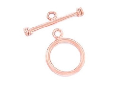 925 Sterling Silver Rose Gold Vermeil Style Toggle 14 mm.