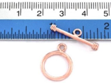 925 Sterling Silver Rose Gold Vermeil Style Toggle 14 mm.