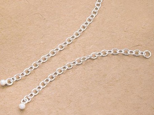 2 of 925 Sterling Silver Extension Link Chains 2.5 inches with Ball Charm