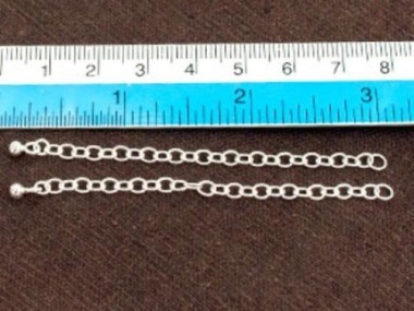 925 Sterling Silver Extension Link Chains 2.5 inches with Ball Charm