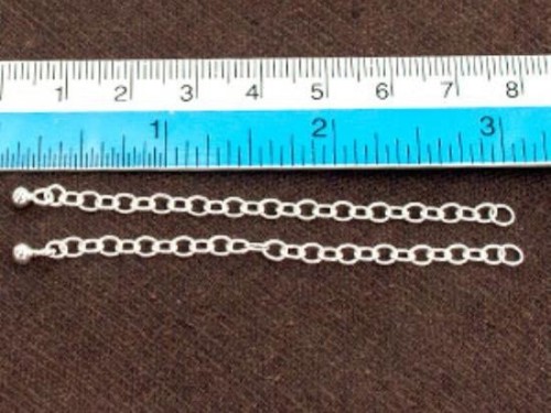 2 of 925 Sterling Silver Extension Link Chains 2.5 inches with Ball Charm