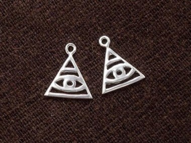 2 of 925 Sterling Silver Evil Eye Charms 10mm.