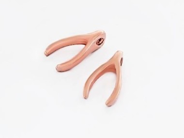 925 Sterling Silver Rose Gold Vermeil Style Wishbone Charms 6.5x11.5mm.