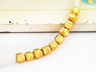 Karen Hill Tribe Silver Gold Vermeil Style Faceted Beads 3.5x4 mm.