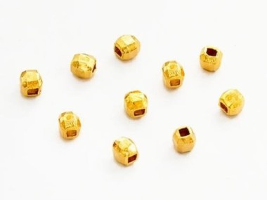 Karen Hill Tribe Silver Gold Vermeil Style Faceted Beads 3.5x4 mm.