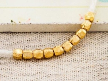 Karen Hill Tribe Silver Gold Vermeil Style Faceted Beads 3.5x4 mm.