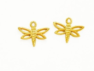 2 of 925 Sterling Silver 24K Gold Vermeil Style Small Dragonfly Charms 13x15 mm.