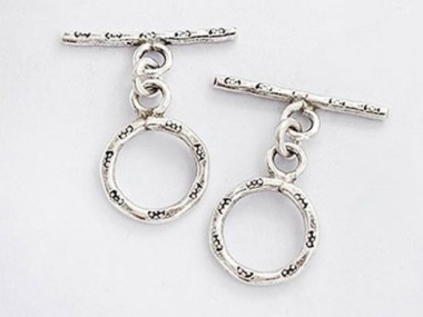 Karen Hill Tribe Silver Daisy Imprint Toggles 12 mm.