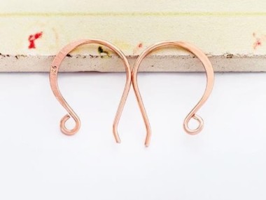 Sterling Silver Rose Gold Vermeil Style Earwires 14x19mm.#