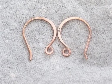 Sterling Silver Rose Gold Vermeil Style Earwires 14x19mm.#