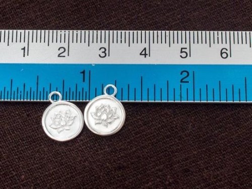 2 of 925 Sterling Silver Lotus Print Charms 9.8mm.